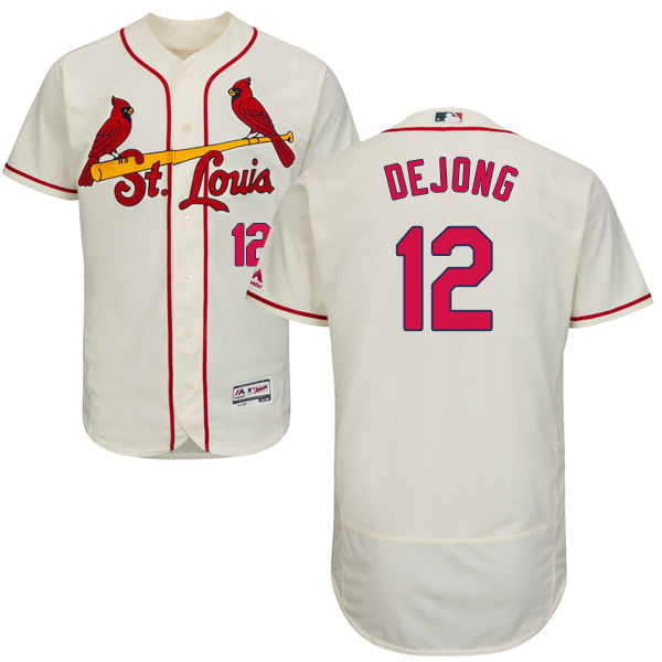 Cardinals #12 Paul DeJong Cream Flexbase Authentic Collection Stitched MLB Jersey - Click Image to Close